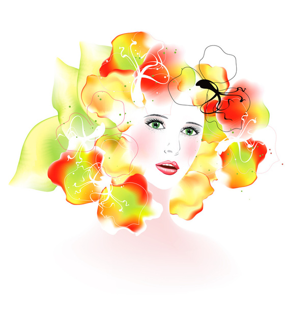 Vector spring girl. vector illustration - Вектор, зображення