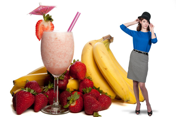 Woman with Fruit Smoothie - Photo, image