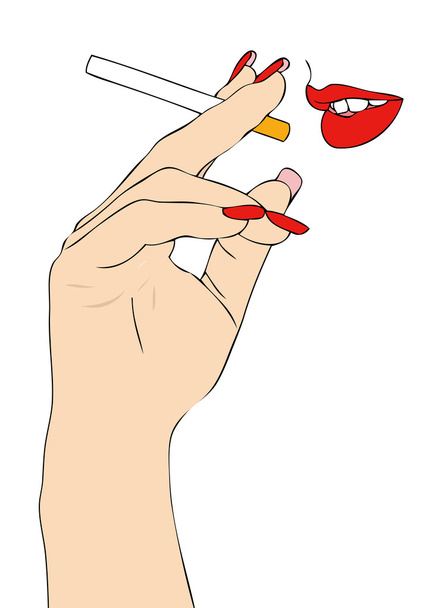 usta i papierosów - Wektor, obraz