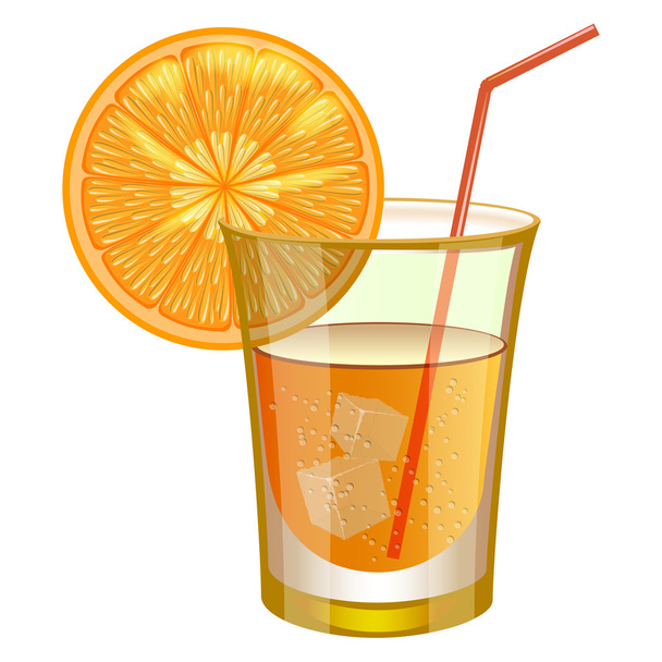 Orange drink with fruit - Vector, afbeelding