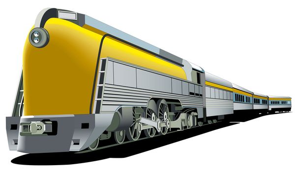 Жовтий поїзд старомодним
 - Вектор, зображення