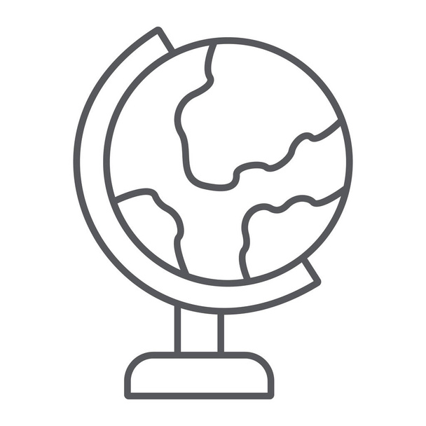 Table globe mince ligne icône, éducation et géographie, signe de carte du monde, graphiques vectoriels, un motif linéaire sur un fond blanc
. - Vecteur, image
