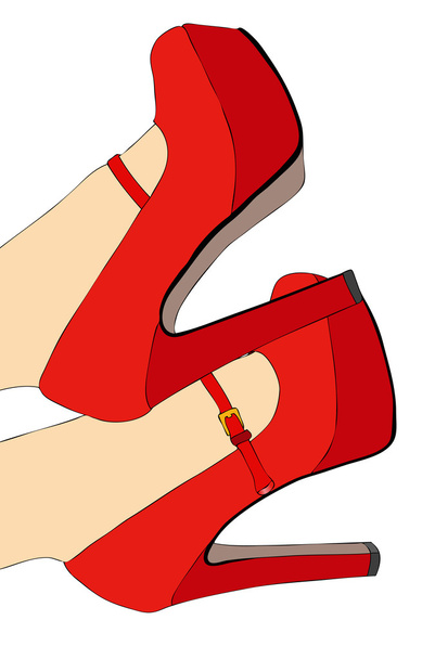 Red shoes and elegant - Vector, Image