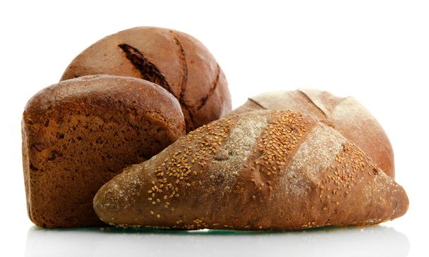 tasty rye breads with ears, isolated on white - Φωτογραφία, εικόνα