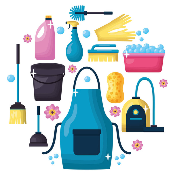 Herramientas de limpieza de primavera
 - Vector, imagen