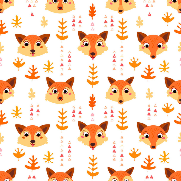 Fox nursery Seamless Pattern. Vector illustration background - Vector, Image