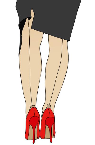 Sexy legs and sexy Red Shoes - Vector, Image