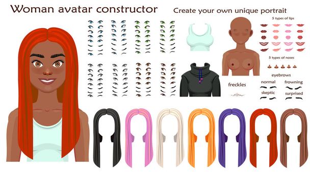 Vector africano mujer avatar constructor carácter creación conjunto
 - Vector, imagen