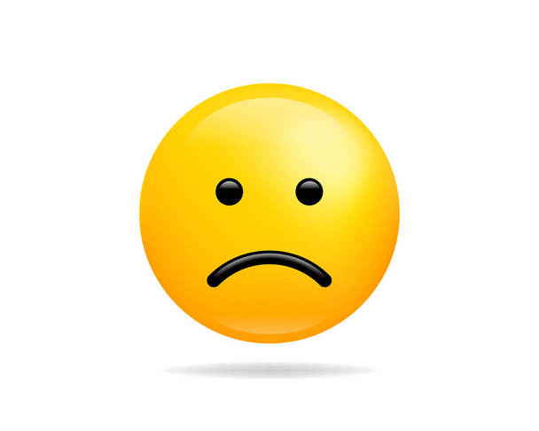 Sad smile icon vector symbol. Smiley face yellow cartoon charact - Vector, Image