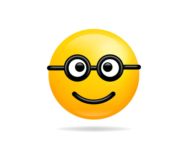 Emoji glimlach pictogram vector symbool. Nerd smiley gezicht gele cartoon  - Vector, afbeelding