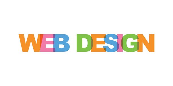 Texto de la tarjeta de visita de diseño web. Cartel de letras moderno. Color wo
 - Vector, Imagen