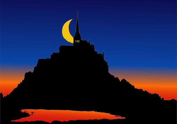 Auringonlasku Mont Saint Michelissä
 - Vektori, kuva