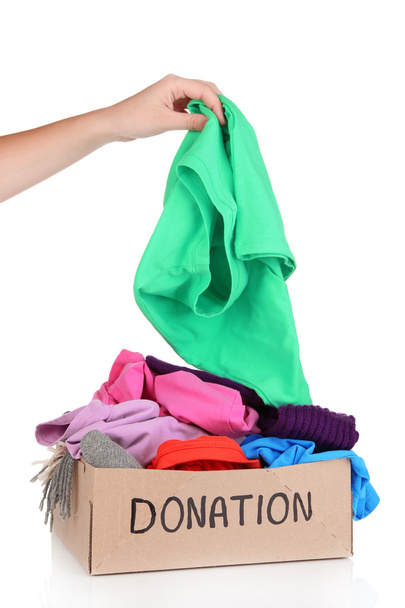 Donation box isolated on white - Фото, изображение
