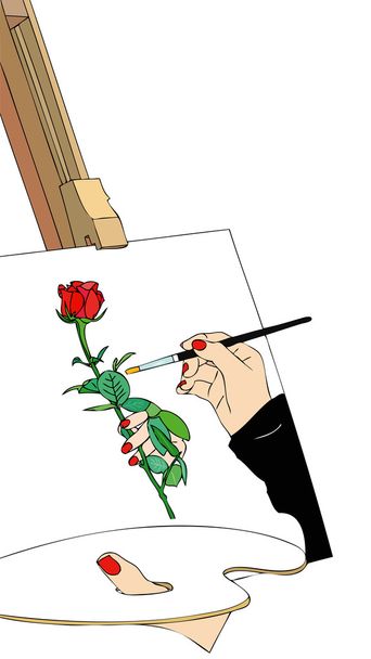 La pintura de una rosa
 - Vector, imagen