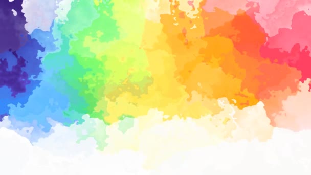 abstrakte animierte funkelnde gefärbten Hintergrund nahtlose Schleife Video - Aquarell Kleckseffekt - hell pastellfarbenes Farbspektrum Regenbogen  - Filmmaterial, Video