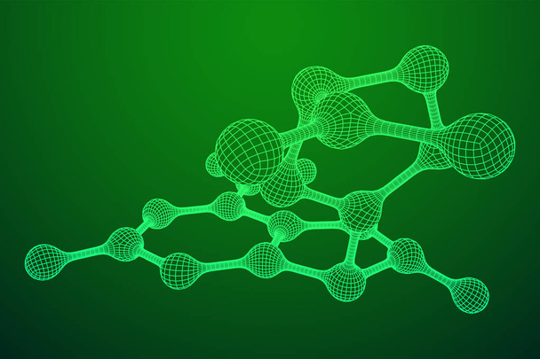 Wireframe Mesh Molecule. Connection Structure. - Vector, afbeelding