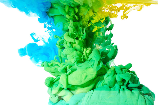 Tinta en el agua. Mezcla de pintura Splash. Colorante líquido multicolor. Abst.
 - Foto, imagen