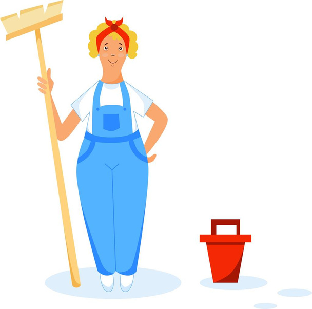Femme de nettoyage
 - Vecteur, image