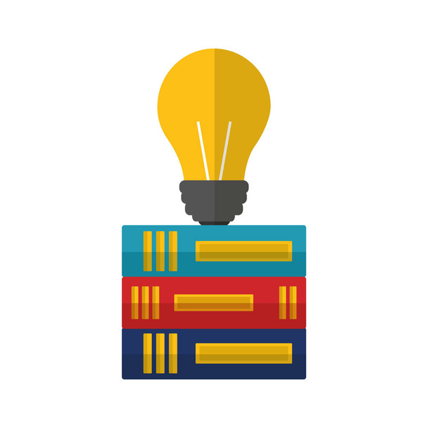 business books stacked bulb idea - Vector, Image