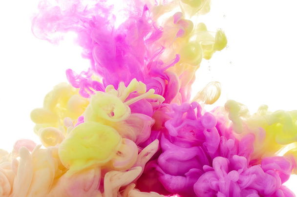 Inkt in water. Splash Paint Mixing. Veelkleurige vloeibare kleurstof. ABst - Foto, afbeelding