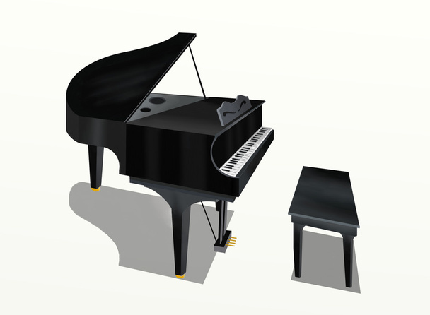 hand tekening van grand piano op witte achtergrond - Foto, afbeelding
