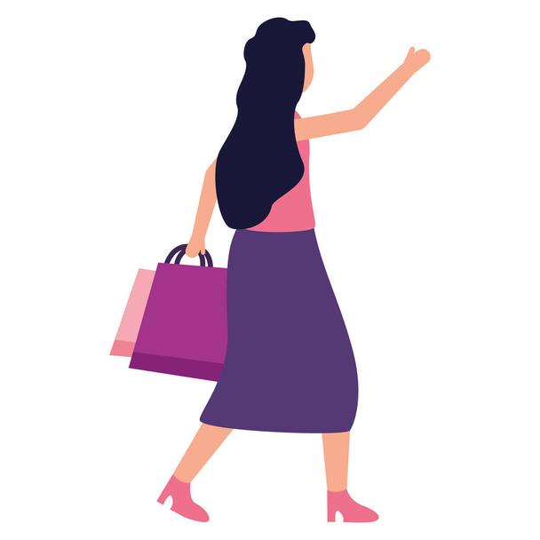 woman with shopping bags market - Vektor, obrázek