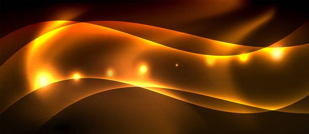 Neon color wave lines abstract background, magic techno futuristic light - Vektor, obrázek
