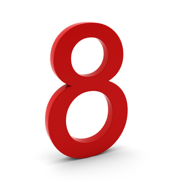 3d render of red number eight on white - Foto, immagini