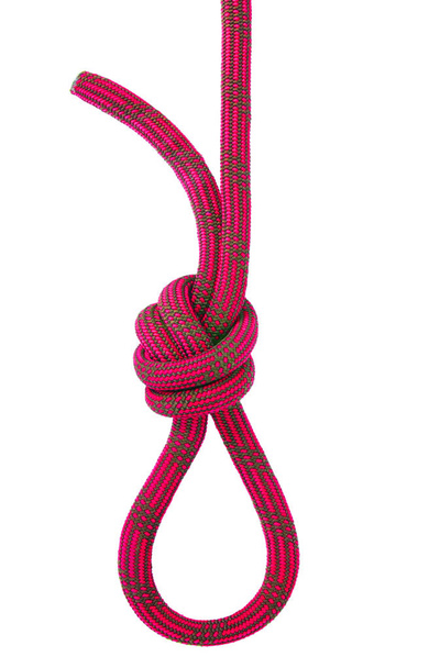 Climbing knot. Knot for climbing isolated on white background - Φωτογραφία, εικόνα