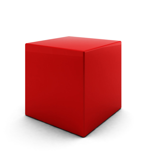 Red cube on white background - Foto, afbeelding
