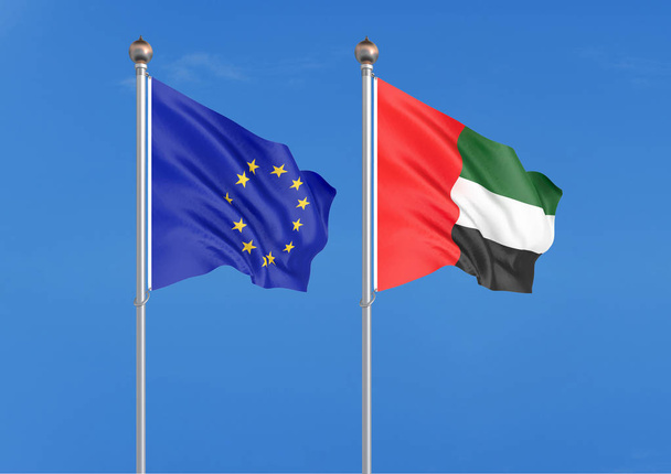 Європейський Союз проти Об'єднаних Арабських Еміратів прапор - Фото, зображення
