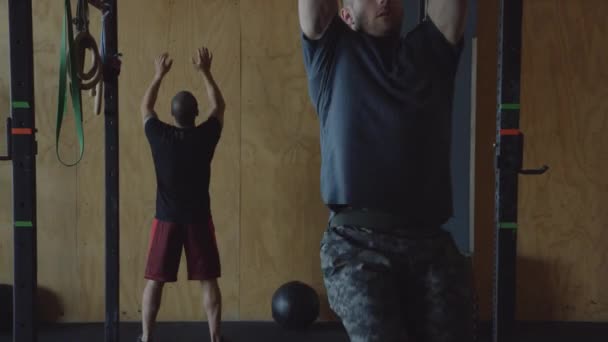 People making cross fit training at gym  - Video, Çekim