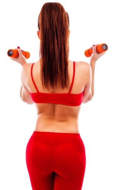 Woman with dumbbells - 写真・画像