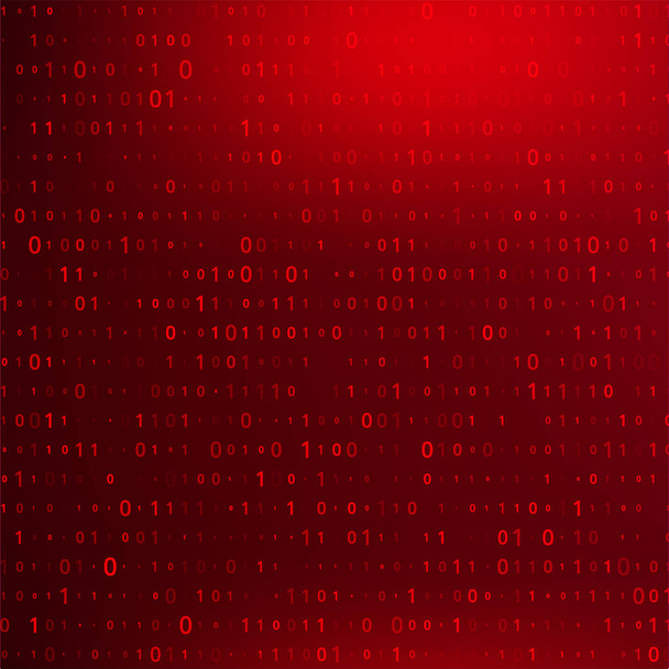 Цифровой бинарный код на темно-красном BG. Нарушение данных
 - Вектор,изображение