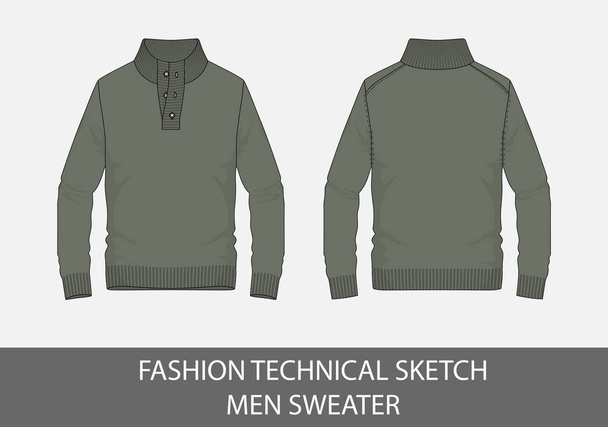 Mode technische Skizze Männer Pullover in Vektorgrafik - Vektor, Bild