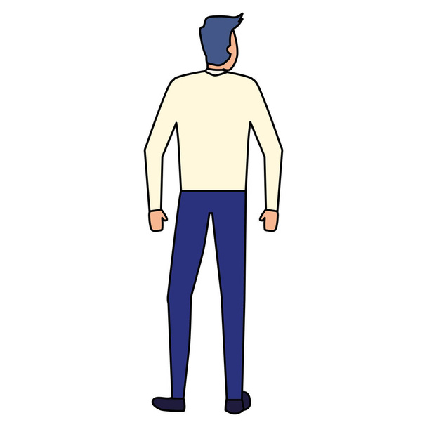 back view business man on white background - Vector, Image