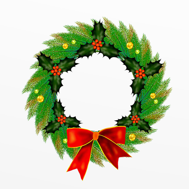 Різдвяні вінки з цибулею, Холлі листя і ягід і Орнамент - Фото, зображення