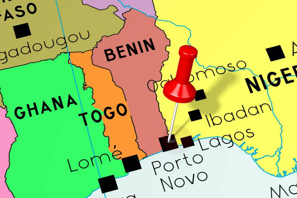Benin, Porto Novo - capital city, pinned on political map - Photo, Image