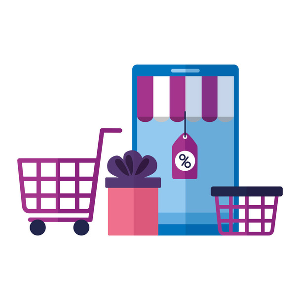 concepto de comercio electrónico de compras en línea
 - Vector, Imagen