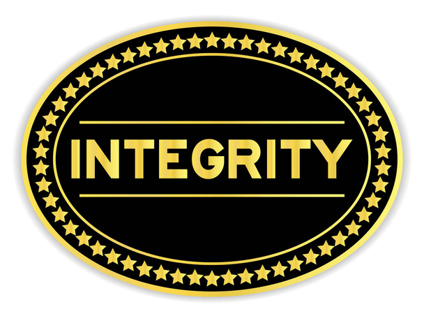 Pegatina de color negro y dorado en la integridad de la palabra sobre fondo blanco
 - Vector, imagen