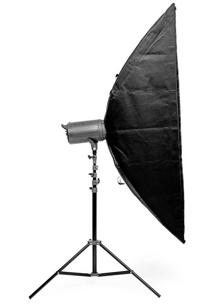 side view of a rectangular soft box on a rack on a white backgro - Photo, Image