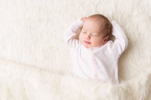 Sleeping Baby, New Born Kid Sleep in Bed, Beautiful Newborn Infant - Fotografie, Obrázek