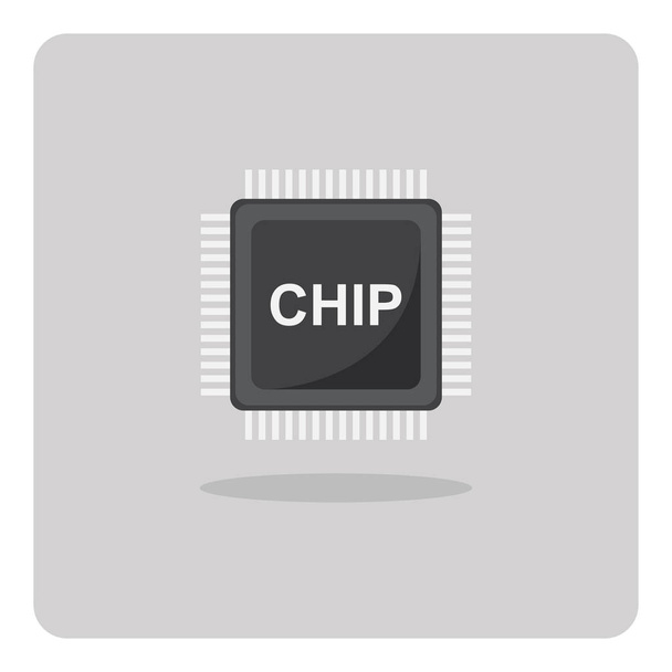 Vektorový design ploché ikony, Chip pro tištěný obvod počítače na izolovaném pozadí. - Vektor, obrázek