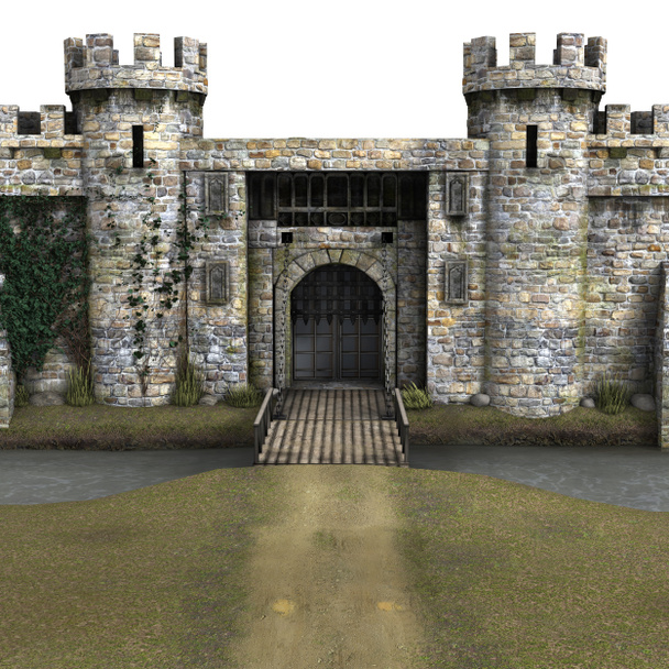3D rendered Castle on White Background - 3D Illustration - Photo, Image