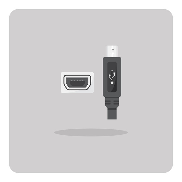 Vektori suunnittelu tasainen kuvake, Mini USB-kaapeli liitin eristetty tausta
. - Vektori, kuva