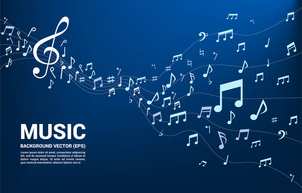 Vector music melody note dancing flow. Concept background for song and concert theme. - Vector, Image