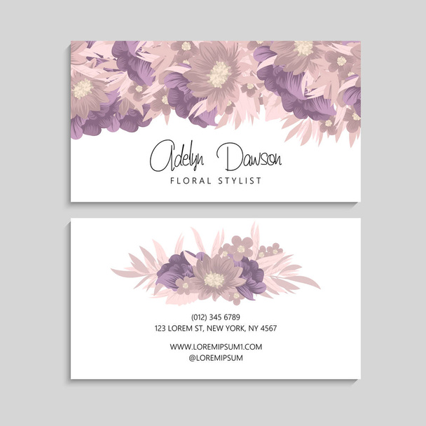 Business card with beautiful flowers. Template - Вектор, зображення