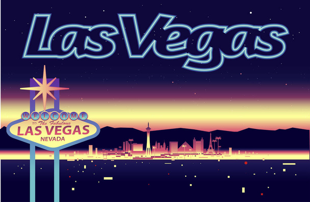 Las Vegas Nevada EE.UU. skyline noche vector ilustración
 - Vector, imagen