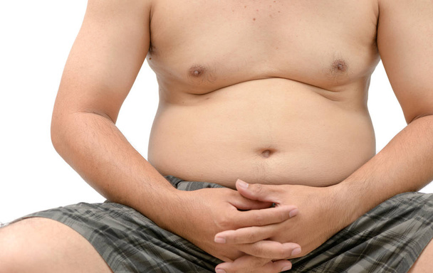 Hombre gordo obeso sobrepeso aislado en blanco
  - Foto, Imagen