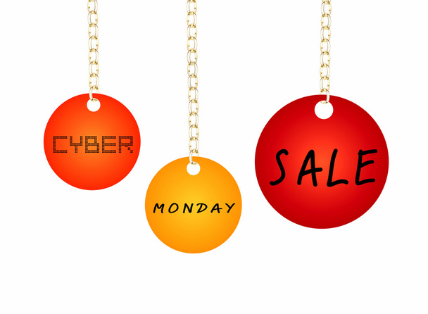Cyber Monday Sale Tag Holding on a Goldenl Chain
 - Фото, изображение
